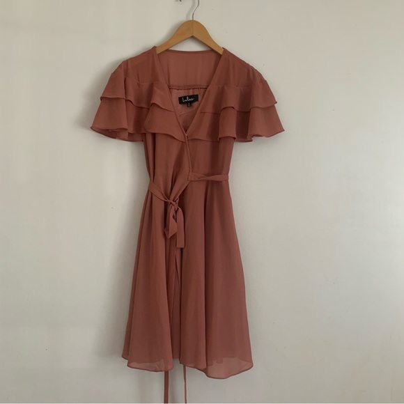 Lulu’s Ruffle Top Wrap Midi Dress Size Small - Picture 2 of 5